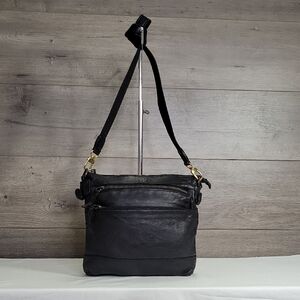 Harbour 2nd for Anthropologie Black Leather Crossbody Shoulder Bag